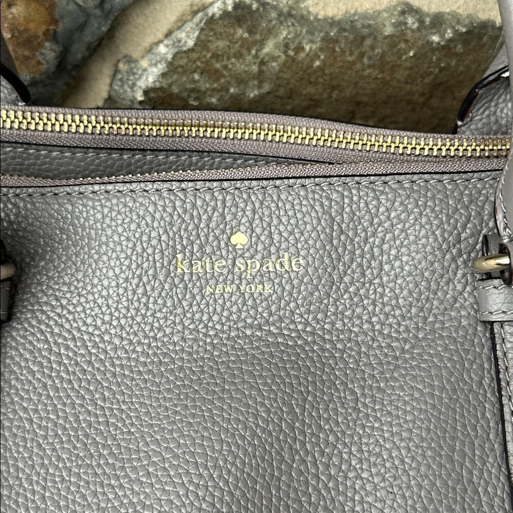Kate Spade New York Pebbled Leather Satchel Tote in Warm Gray